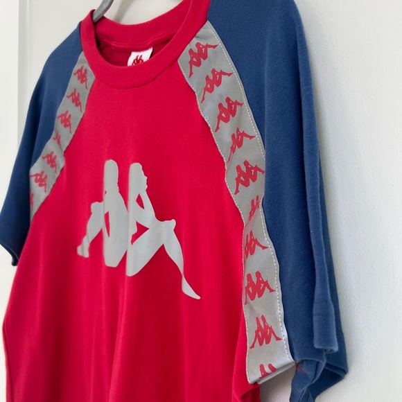 KAPPA BANDA ANGOT REFLECTIVE T-SHIRT RED & BLUE - Picture 2 of 6